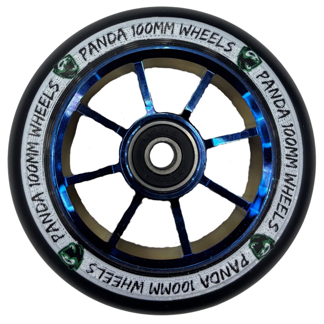 Panda Spoked V2 100mm Scooter Wheels - Blue Chrome