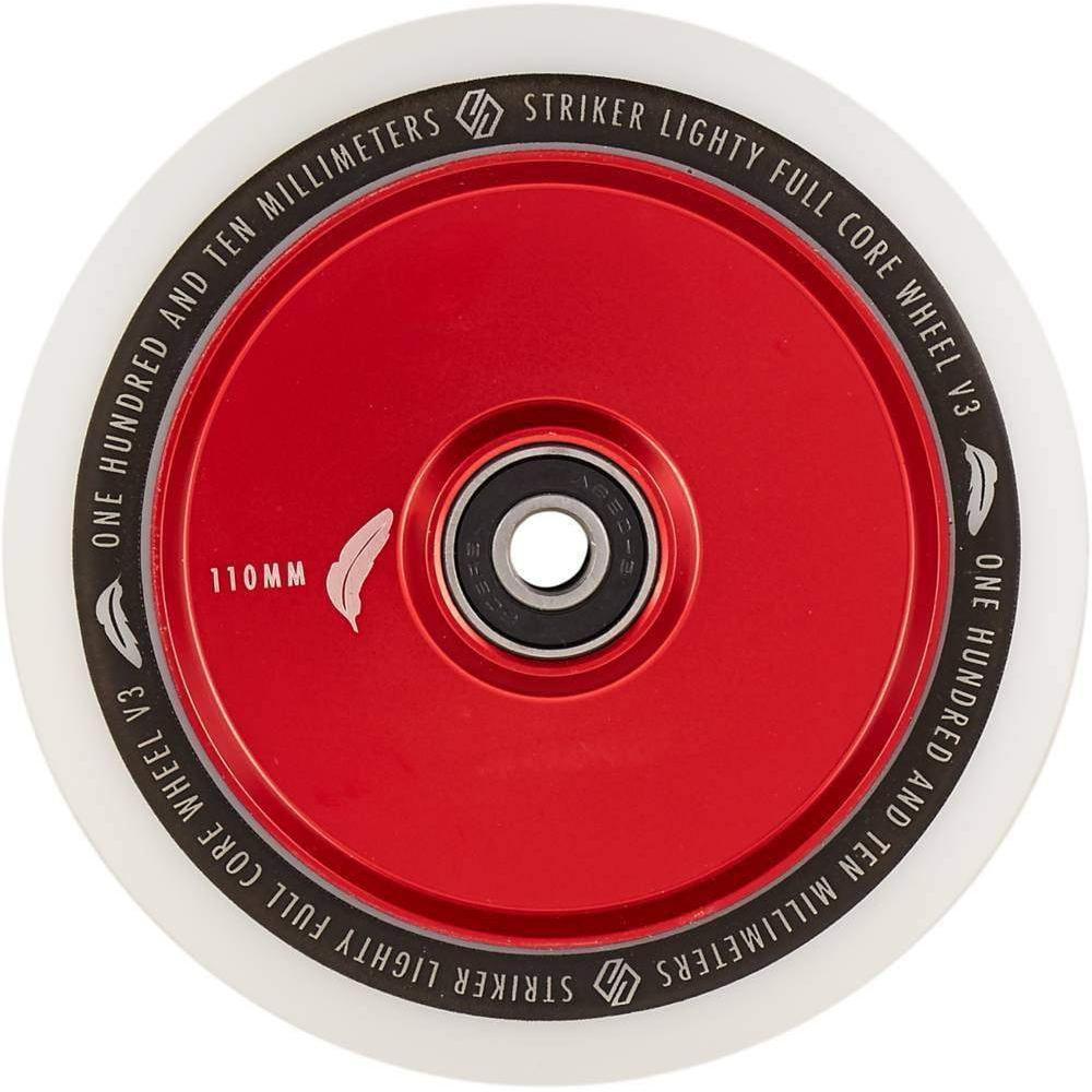 Striker Lighty Fullcore V3 White 110mm Stunt Scooter Wheels - Red