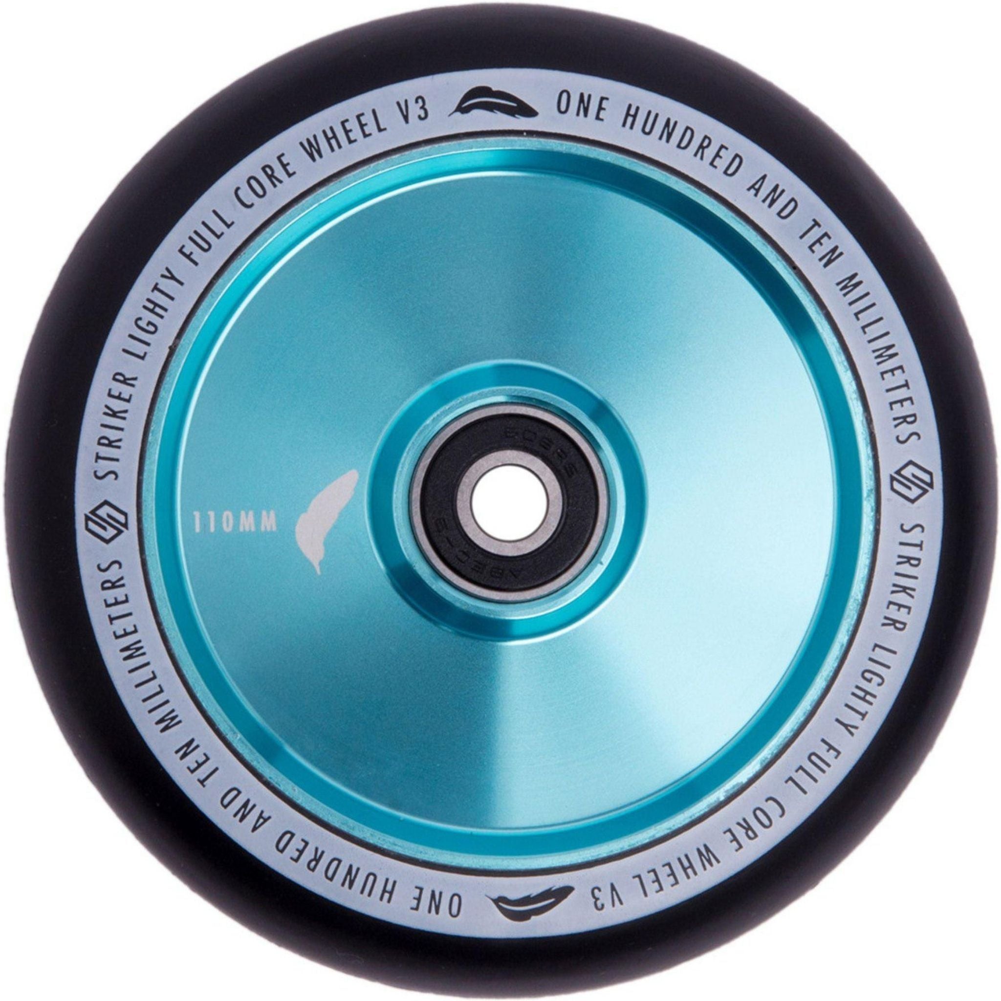 Striker Lighty Fullcore V3 Black PU 110mm Scooter Wheels - Teal