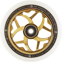 Striker Essence V3 White PU 110mm Stunt Scooter Wheels - Gold Chrome