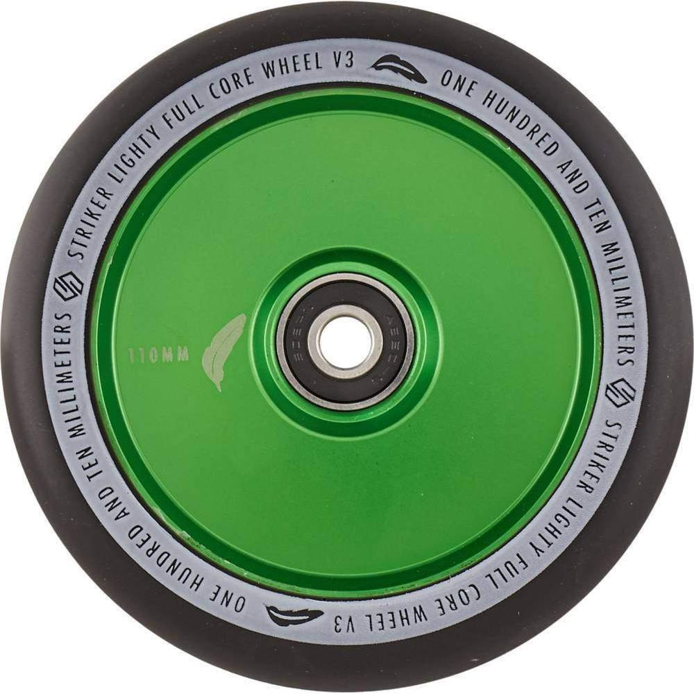 Striker Lighty Fullcore V3 Black PU 110mm Scooter Wheels - Green