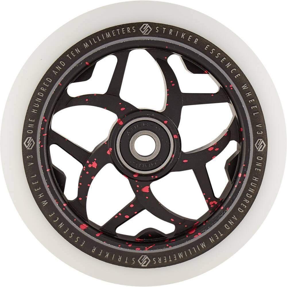 Striker Essence V3 White PU 110mm Stunt Scooter Wheels - Splash Black/Red