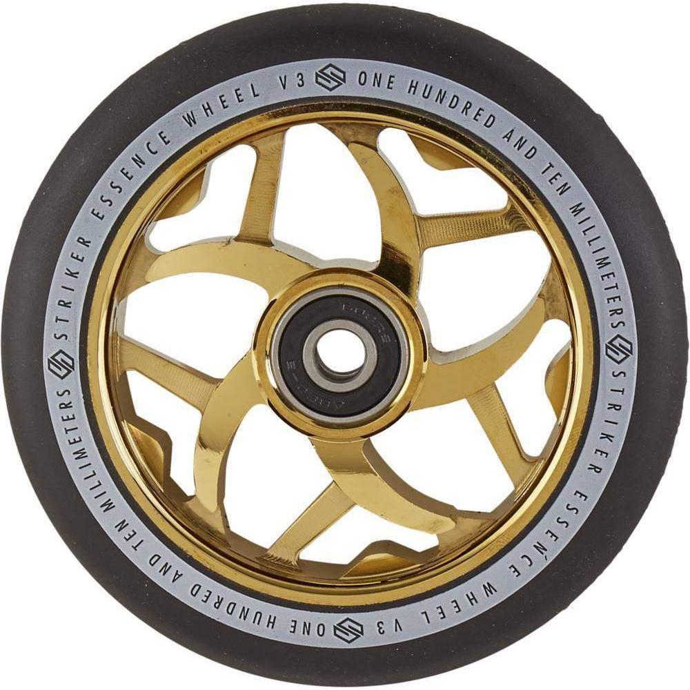 Striker Essence V3 Black PU 110mm Stunt Scooter Wheels - Gold Chrome