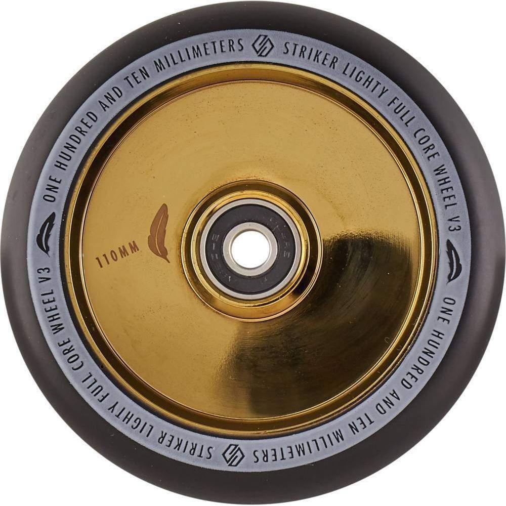 Striker Lighty Fullcore V3 Sort PU 110mm Hjul Til Løbehjul - Gold Chrome