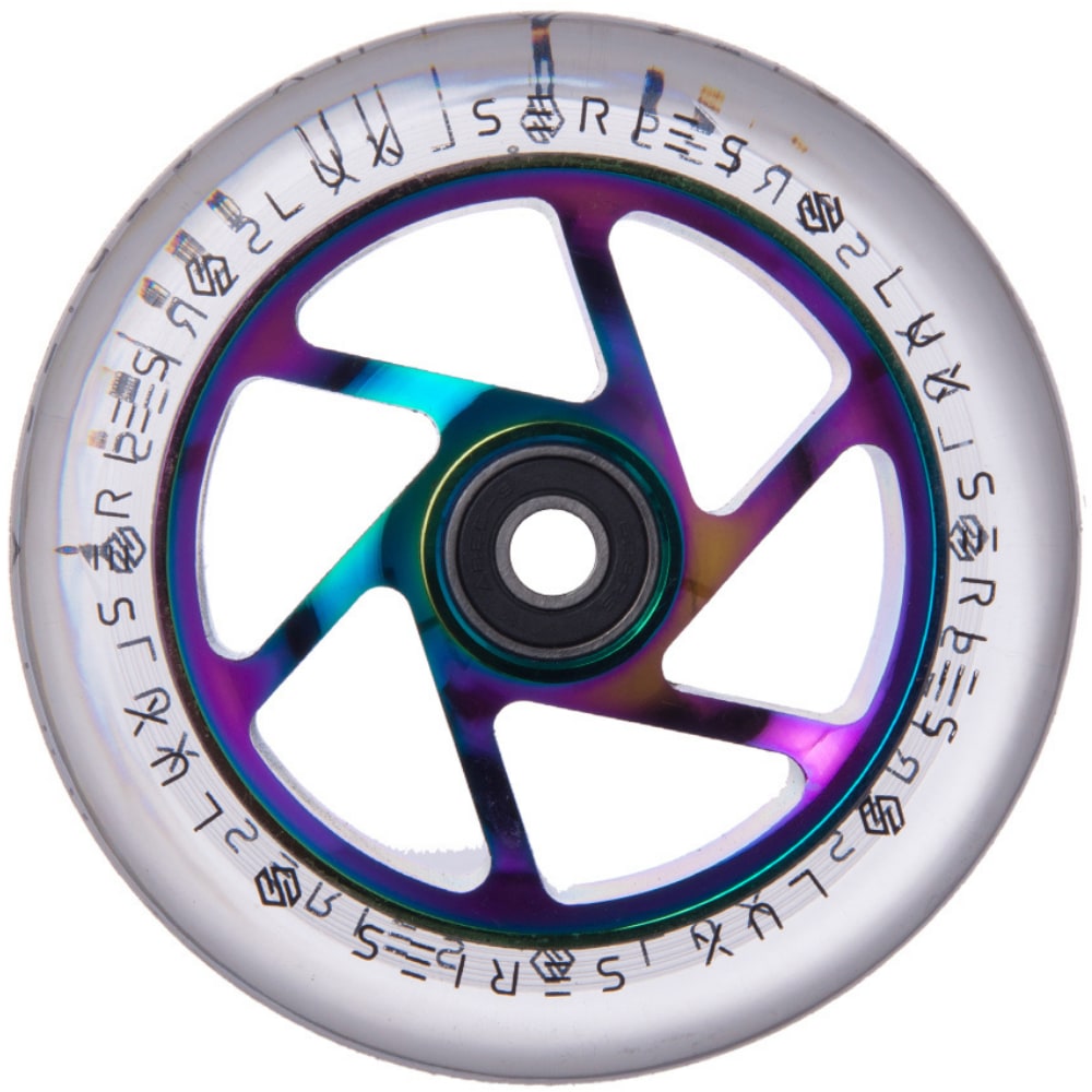 Striker Lux Spoked Clear PU 110mm Hjul til Løbehjul - Clear/Rainbow