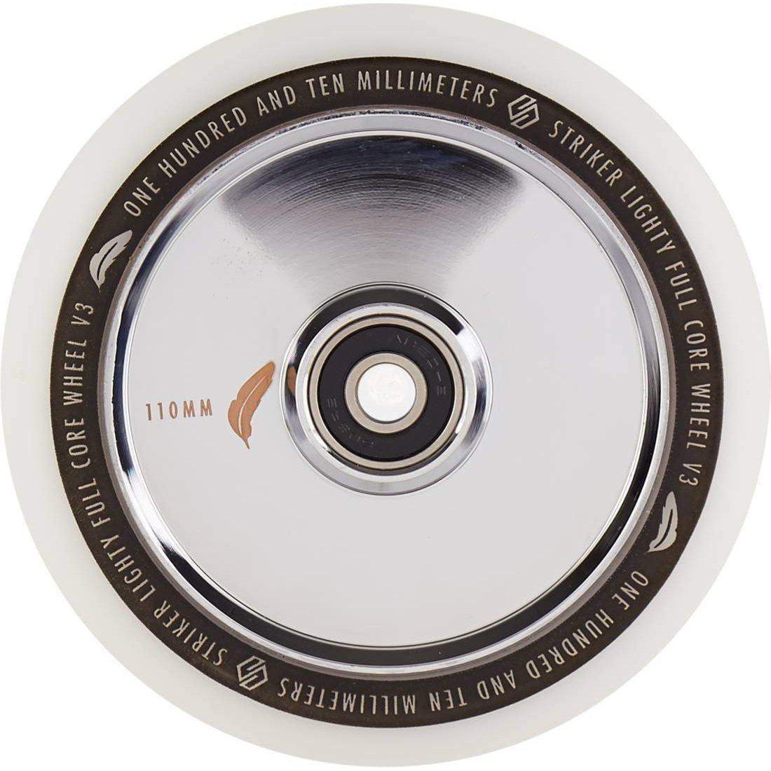 Striker Lighty Fullcore V3 White 110mm Stunt Scooter Wheels - Chrome