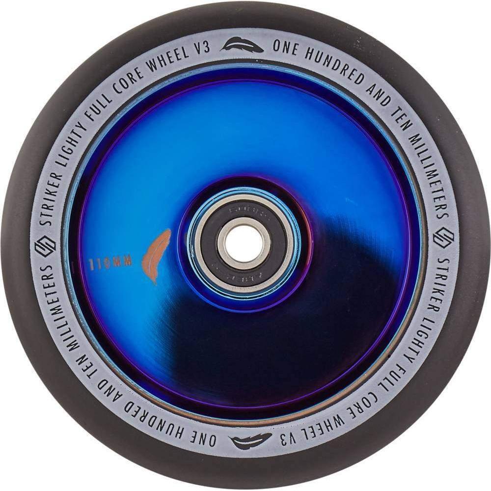 Striker Lighty Fullcore V3 Black PU 110mm Scooter Wheels - Blue Chrome