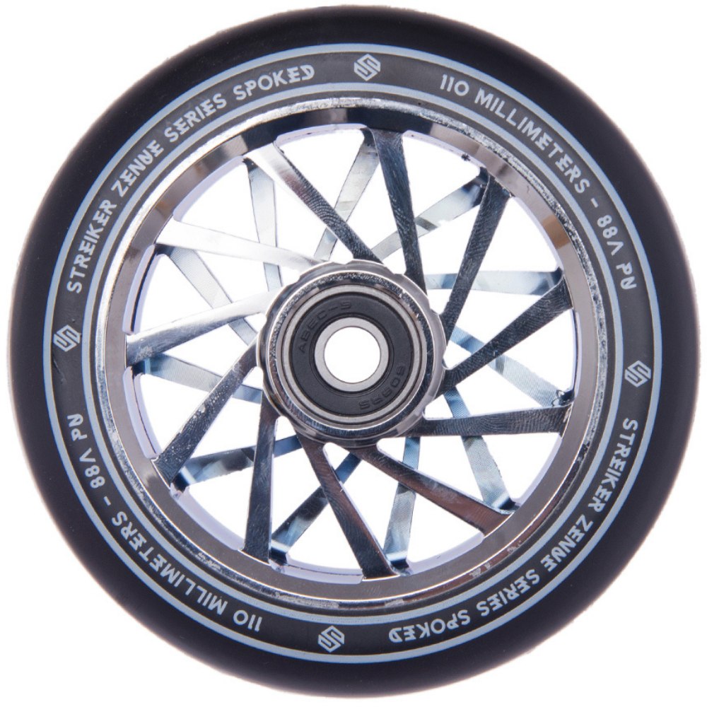 Striker Zenue Series Black PU Scooter Wheels - Chrome