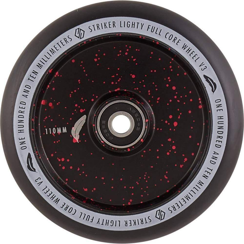 Striker Lighty Fullcore V3 Black PU 110mm Scooter Wheels - Splash Black/Red