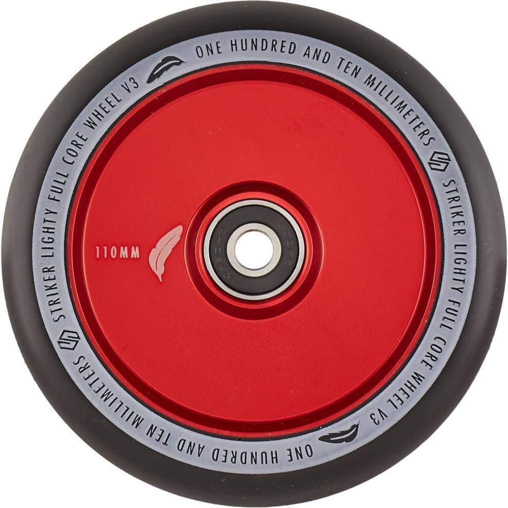 Striker Lighty Fullcore V3 Black PU 110mm Scooter Wheels - Red