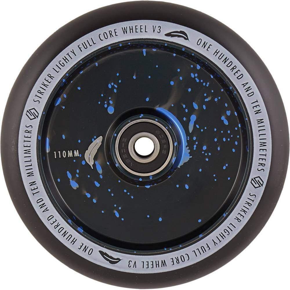 Striker Lighty Fullcore V3 Black PU 110mm Scooter Wheels - Splash Black/Blue