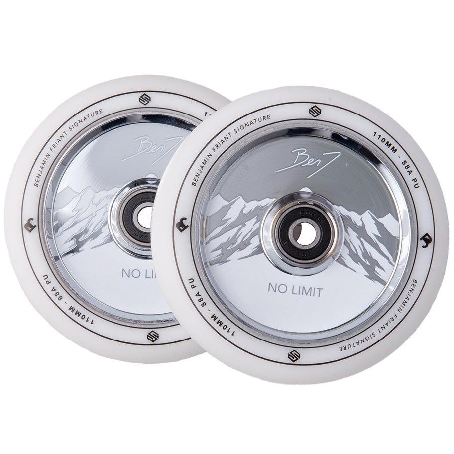 Striker BenJ Friant No Limit 2-Pack Signature Scooter Wheels - White/Chrome